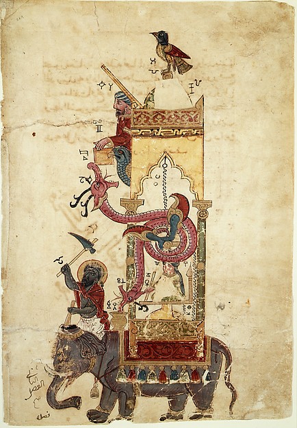"The Elephant Clock", Folio from a Book of the Knowledge of Ingenious Mechanical Devices by al-Jazari — additional museum view